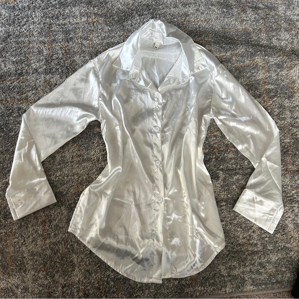 Zara White Satin Blouse